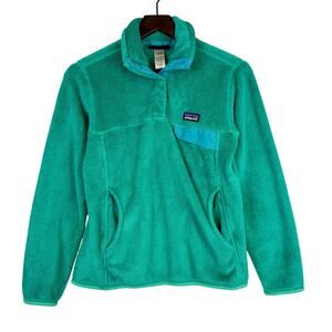 Patagonia Womens Re-Tool Plush Snap-T Sweater Teal Blue - S